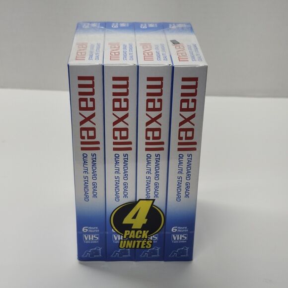 Maxwell Videocassette Standard Grade 6 Hours 4-Pack VHS T-120 SEALED - Picture 6 of 9